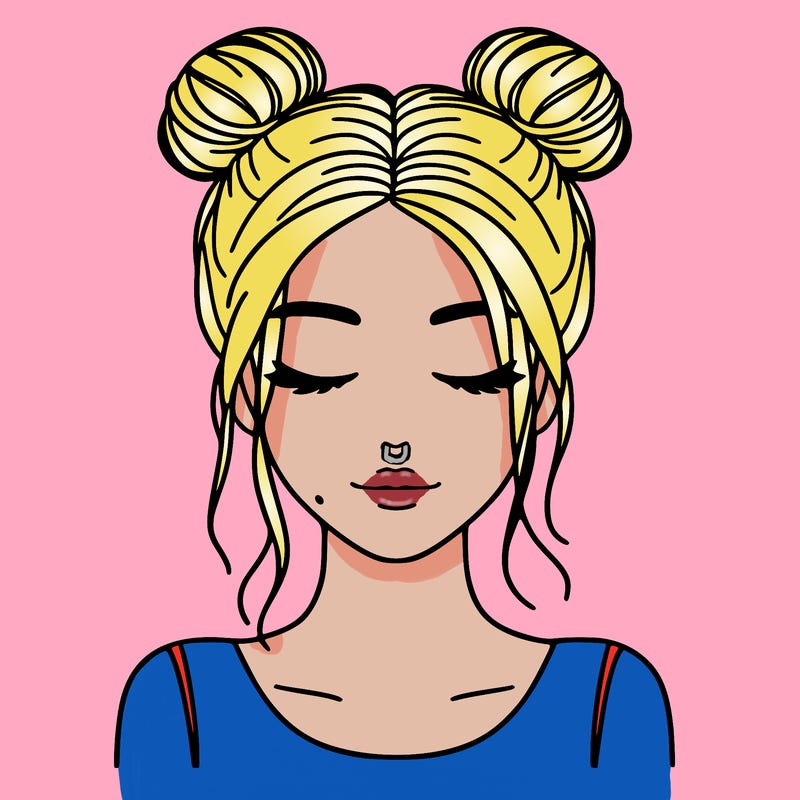 woman with hair buns