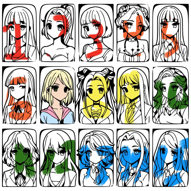 girls that look diffrent anime