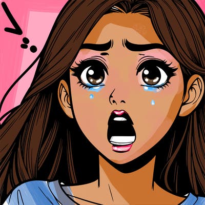 a shocked realistic girl