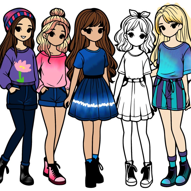 a group of five girls