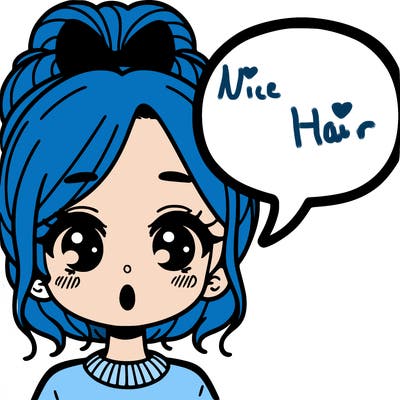 a girl with a word bubble by her mouth