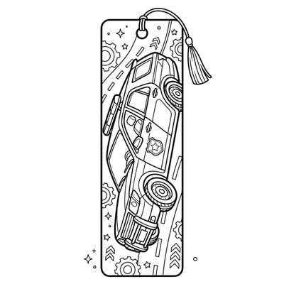 Get ready to color a detailed police patrol car, specially designed as a fun and functional bookmark. This engaging printable combines the excitement of law enforcement vehicles with the joy of creative coloring.