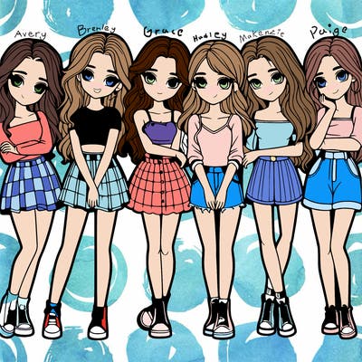 a group of girls realistic