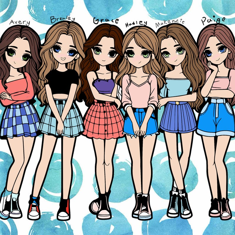 a group of girls realistic