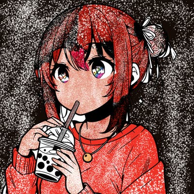 manga character drinking boba