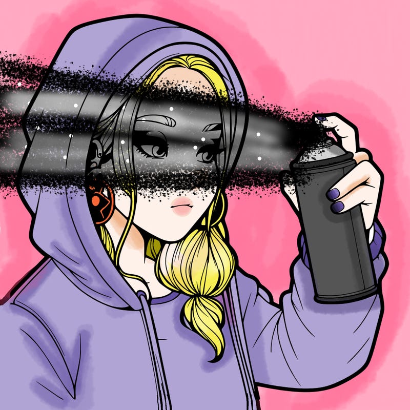 a realistic girl, spray painting