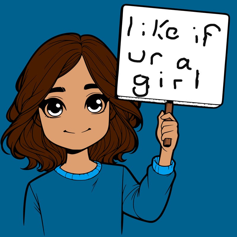 realistic girl holding up a sign