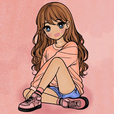 girl sitting realistic