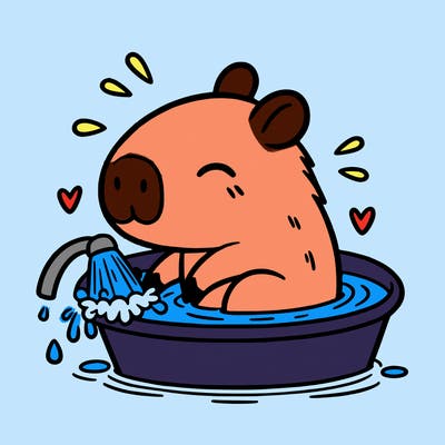capybara taking a bath