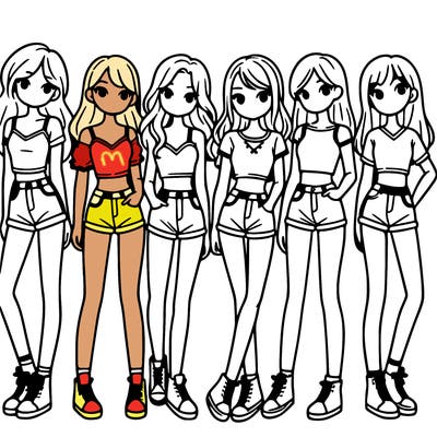 a group of girls wearing crop tops and shorts