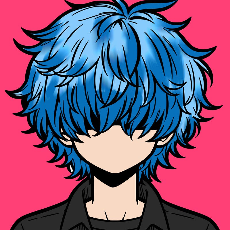 manga boy fluffy hair covering his eyes