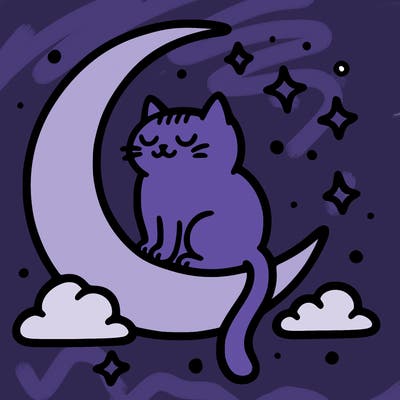 simple cat on a moon