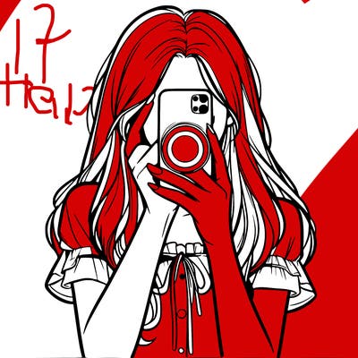 a realistic girl holding her phone taking pictures