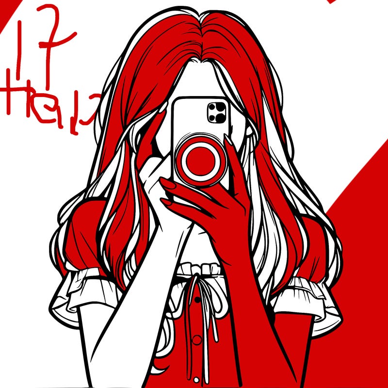a realistic girl holding her phone taking pictures