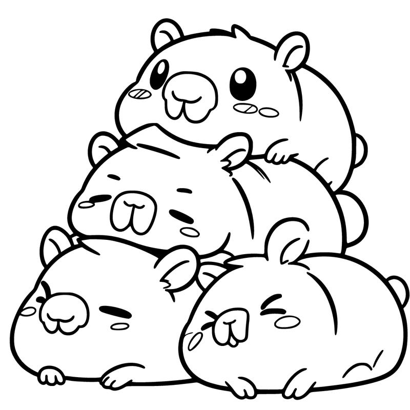 kawaii pile of capybara