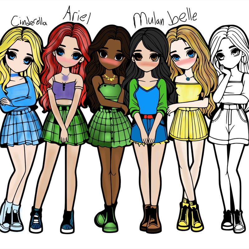 a group of girls realistic