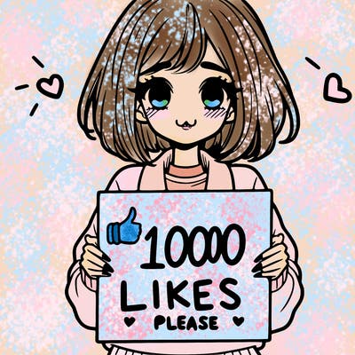 a girl holding a sign that says 1000 likes please