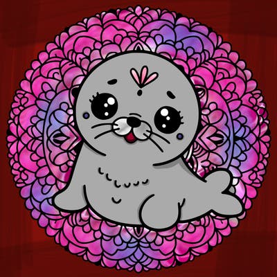 a cute baby seal mandala