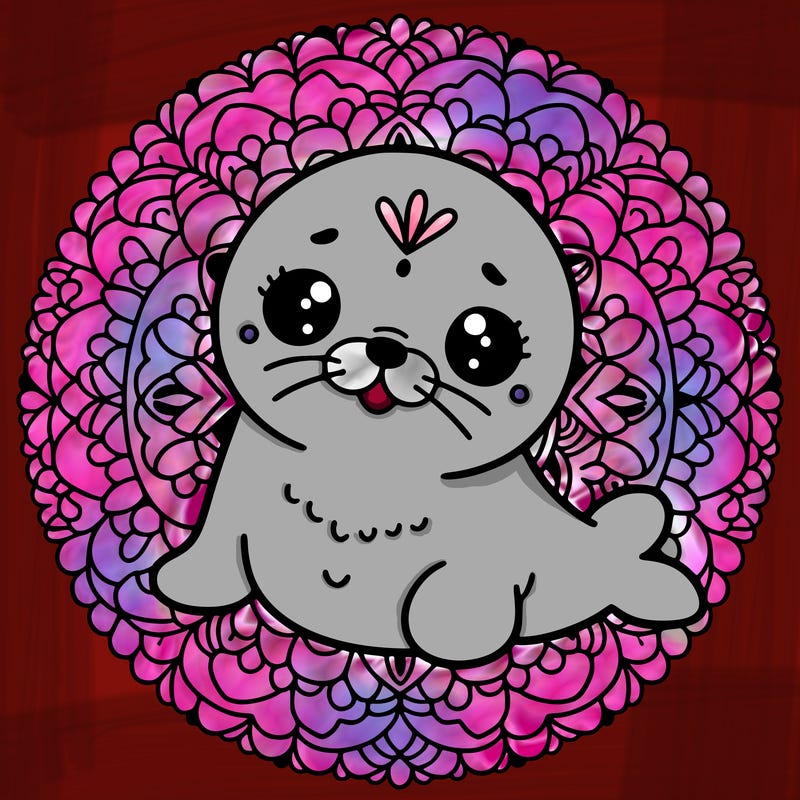 a cute baby seal mandala