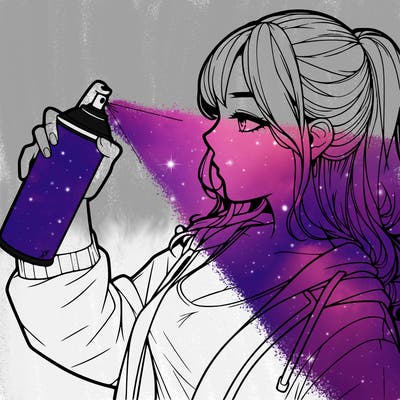 a realistic girl spray, painting