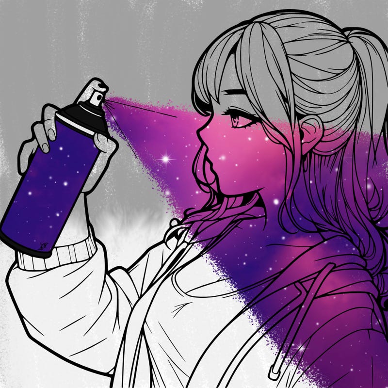 a realistic girl spray, painting