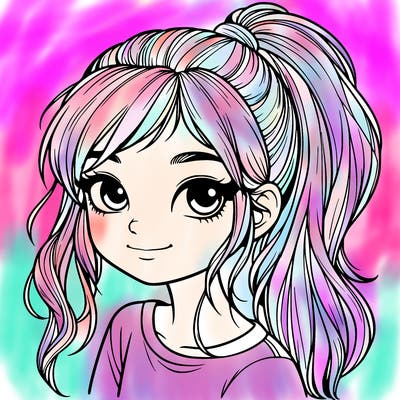 realistic girl with ponytail