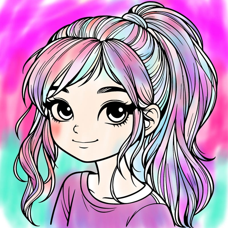 realistic girl with ponytail