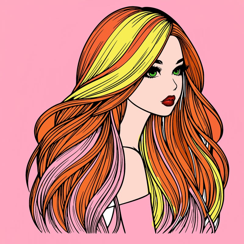realistic girl with long realistic hair