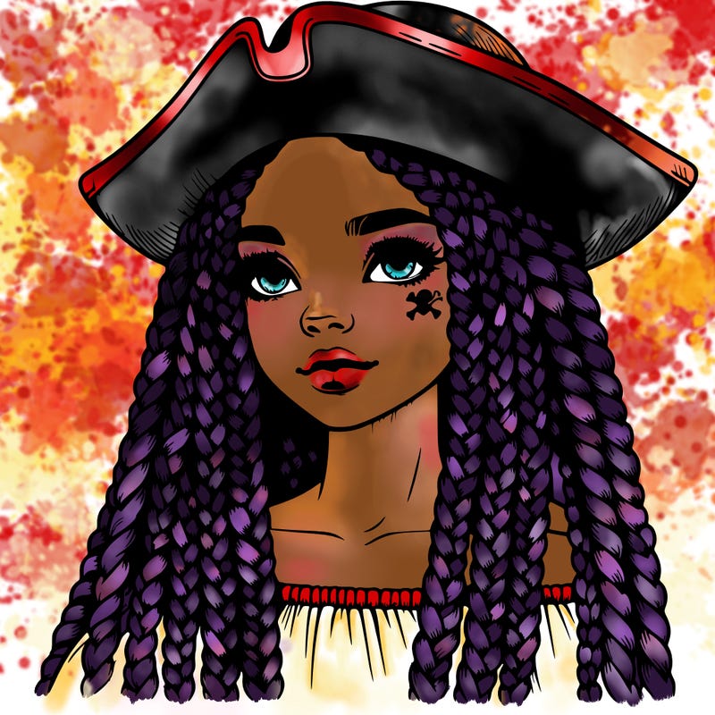 realistic girl with box braids and i realistic pirate hat