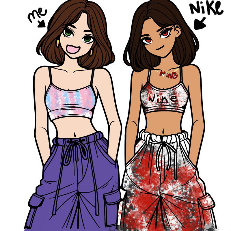 two girls with crop top with baggy pants