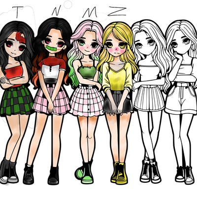 a group of girls realistic