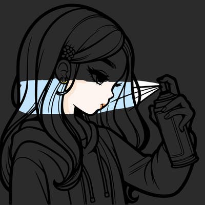 a realistic girl spray painting