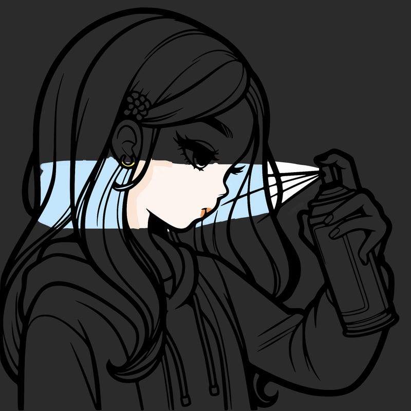 a realistic girl spray painting