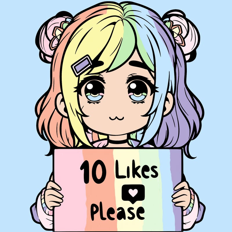 a girl with a sign saying 10 likes please