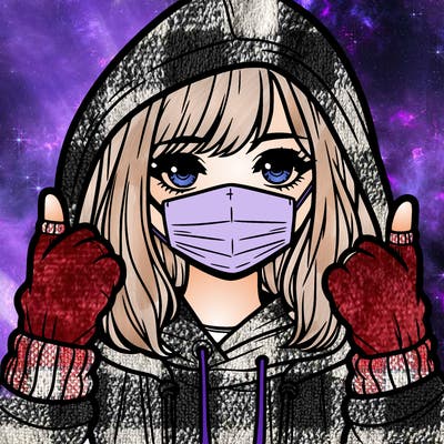 girl wearing a mask and hoodie and gloves