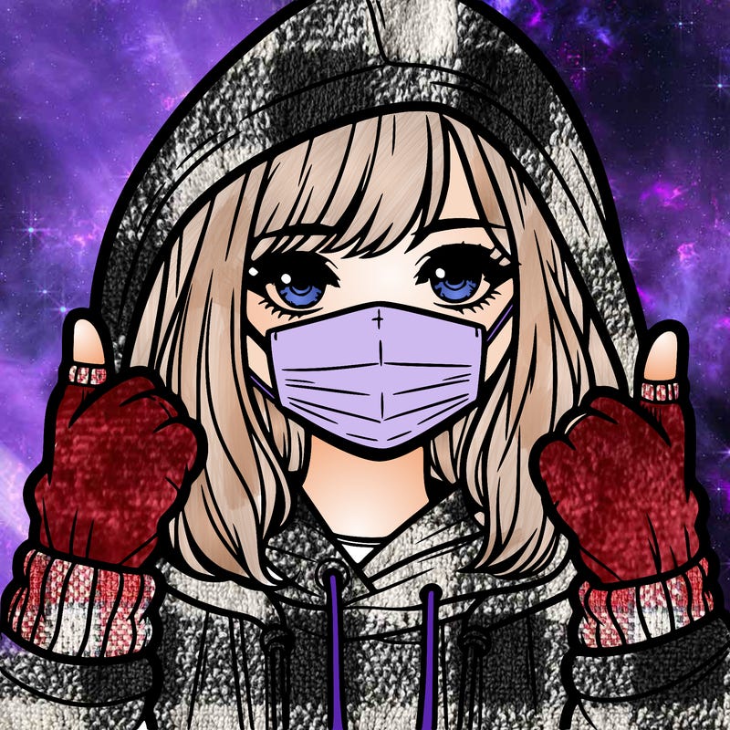 girl wearing a mask and hoodie and gloves