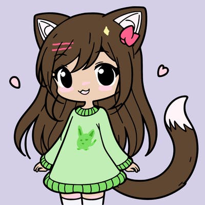 girl with cat ears and tail