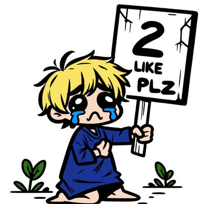 small poor toddler crying with sign that says 2 like plz