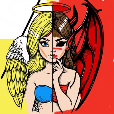 realistic angel half demon