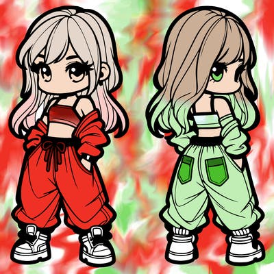 girl in crop top and baggy pants