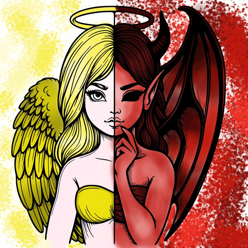 realistic angel half demon