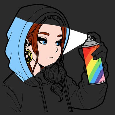 a realistic girl, spray painting