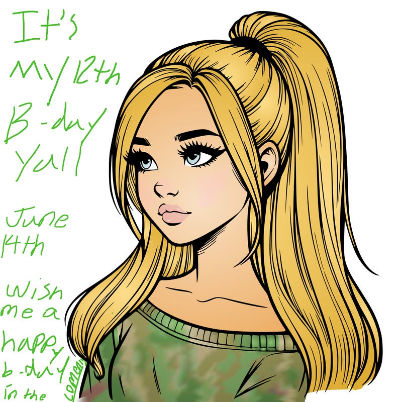 realistic girl with a high ponytail