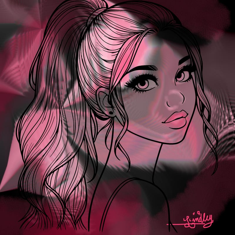 realistic pretty girl with high pony tail