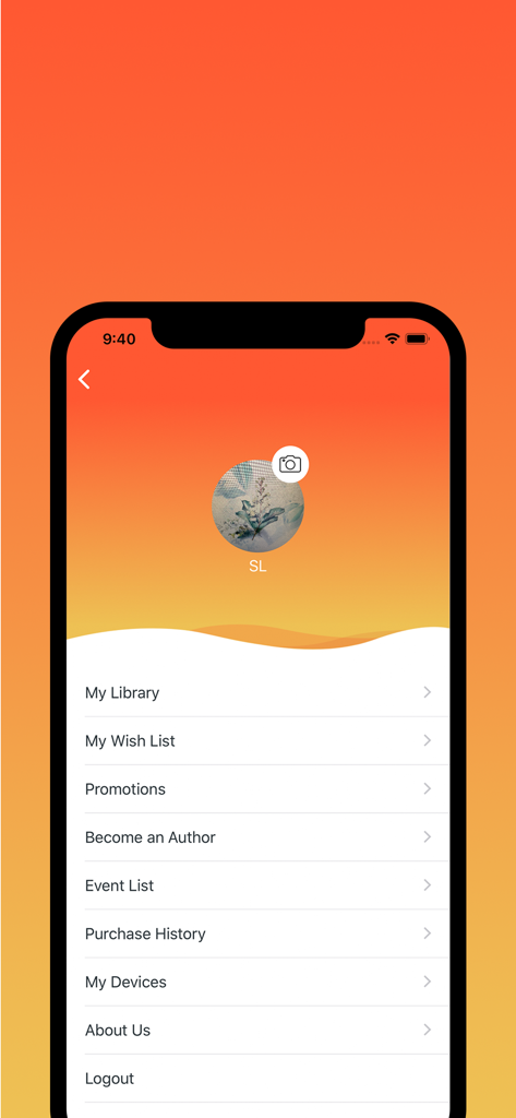 Gurulugomi app user profile screen showing menu options like My Library and Purchase History
