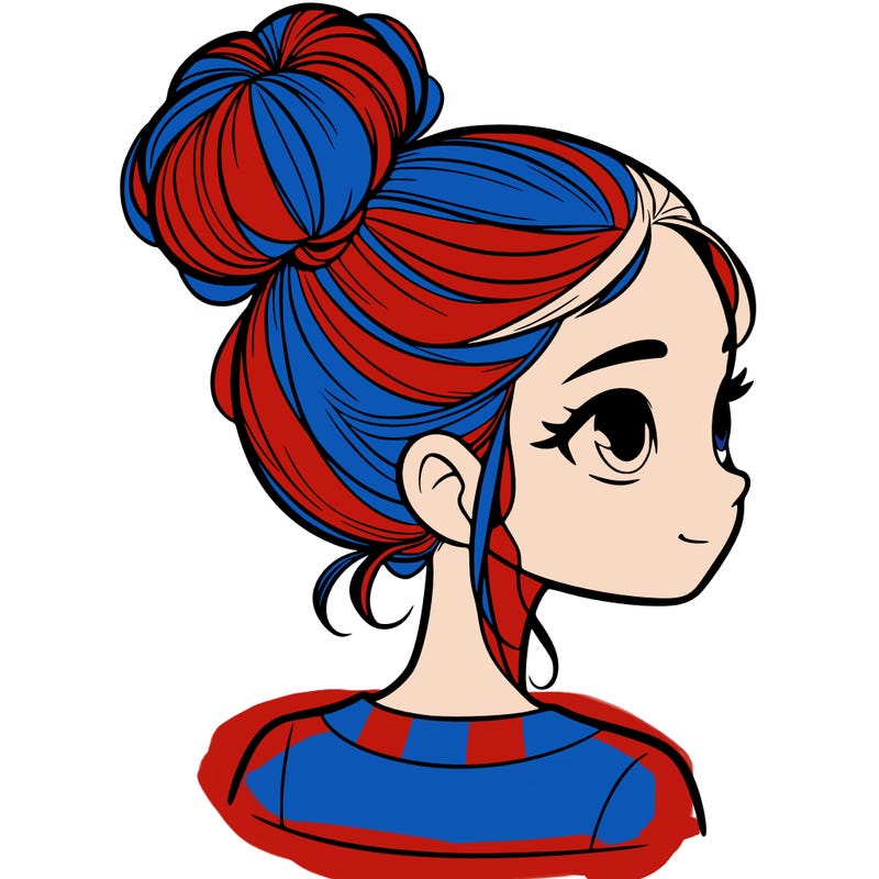 realistic girl in a bun