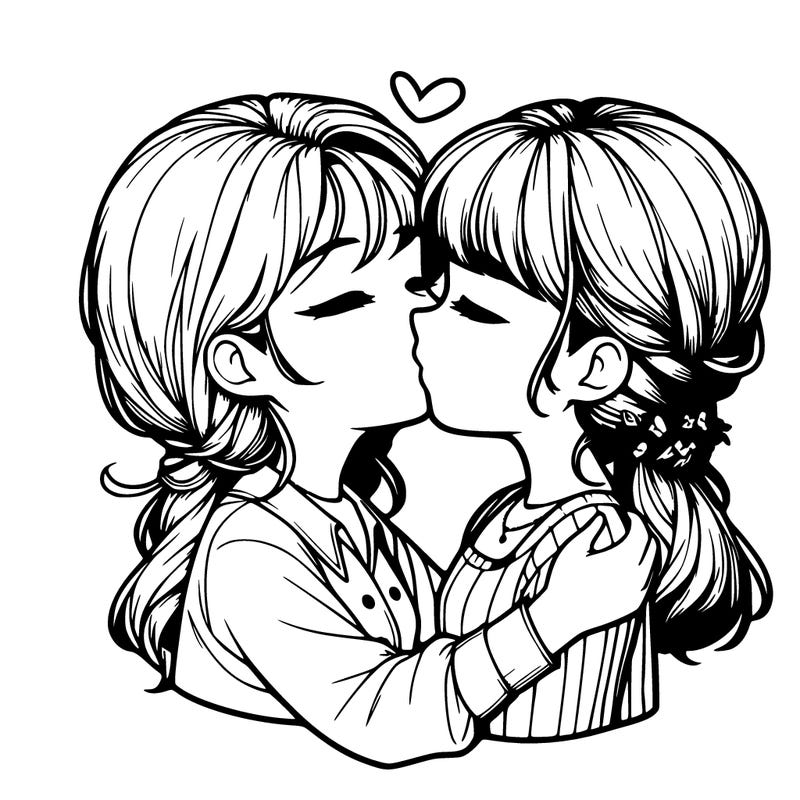girl being kissed by another girl realistic