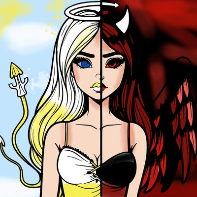 devil vs angel realistic girl
