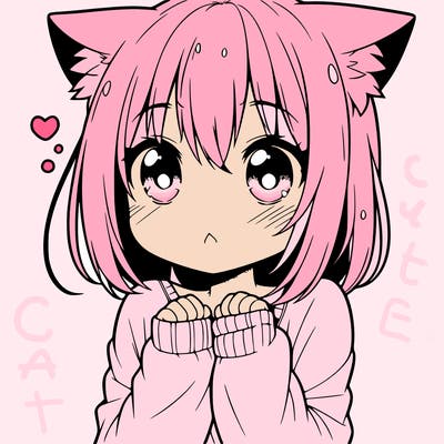 shy anime catgirl