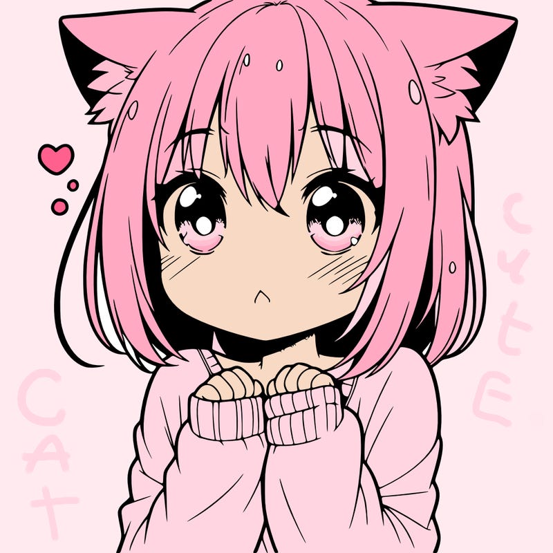 shy anime catgirl